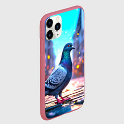 Чехол iPhone 11 Pro матовый Городской голубь, цвет: 3D-малиновый — фото 2