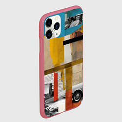 Чехол iPhone 11 Pro матовый Ретро коллаж с автомобилем, цвет: 3D-малиновый — фото 2