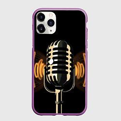 Чехол iPhone 11 Pro матовый Микрофон и звук, цвет: 3D-фиолетовый