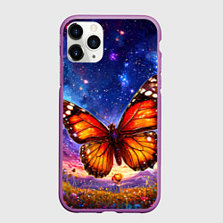 Чехол iPhone 11 Pro матовый Бабочка в космосе, цвет: 3D-фиолетовый