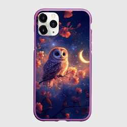 Чехол iPhone 11 Pro матовый Ночная сова, цвет: 3D-фиолетовый