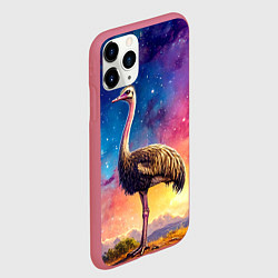 Чехол iPhone 11 Pro матовый Страус и звездное небо, цвет: 3D-малиновый — фото 2