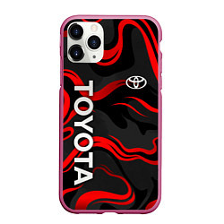 Чехол iPhone 11 Pro матовый Toyota - красные языки пламени, цвет: 3D-малиновый