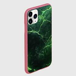 Чехол iPhone 11 Pro матовый Зеленые кислотные молнии, цвет: 3D-малиновый — фото 2