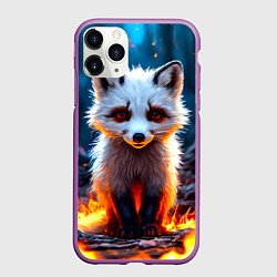 Чехол iPhone 11 Pro матовый Песец в огне, цвет: 3D-фиолетовый