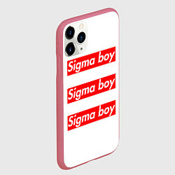 Чехол iPhone 11 Pro матовый Превосходный сигма бой мем supreme tik-tok для шко, цвет: 3D-малиновый — фото 2