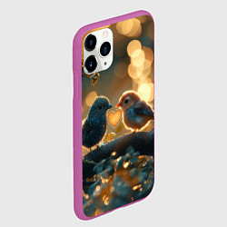 Чехол iPhone 11 Pro матовый Влюбленные птички, цвет: 3D-фиолетовый — фото 2