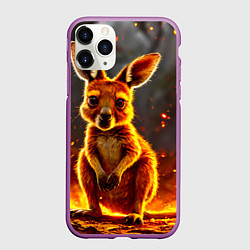Чехол iPhone 11 Pro матовый Кенгуру в огне, цвет: 3D-фиолетовый