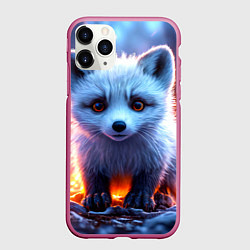 Чехол iPhone 11 Pro матовый Песец в искрах, цвет: 3D-малиновый