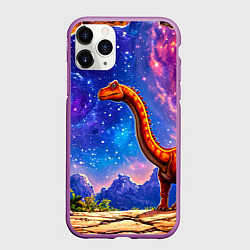 Чехол iPhone 11 Pro матовый Диплодок звездной ночью, цвет: 3D-фиолетовый