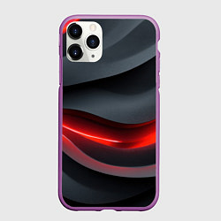 Чехол iPhone 11 Pro матовый Плавная красно-черная текстура, цвет: 3D-фиолетовый