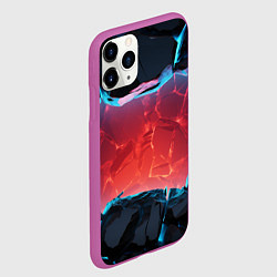 Чехол iPhone 11 Pro матовый Неоновая разбитая стена - текстура, цвет: 3D-фиолетовый — фото 2