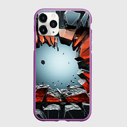 Чехол iPhone 11 Pro матовый Разбитые плиты из стекла, цвет: 3D-фиолетовый