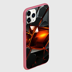 Чехол iPhone 11 Pro матовый Красные стекла и черные камни - текстура, цвет: 3D-малиновый — фото 2