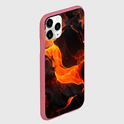 Чехол iPhone 11 Pro матовый Огонь и лава - текстура, цвет: 3D-малиновый — фото 2