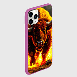 Чехол iPhone 11 Pro матовый Буйвол в огне, цвет: 3D-фиолетовый — фото 2