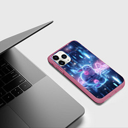 Чехол iPhone 11 Pro матовый Белый зайчик с сердцем, цвет: 3D-малиновый — фото 2
