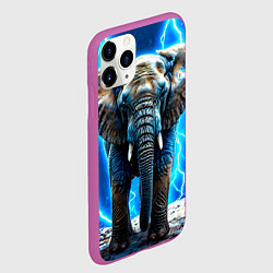 Чехол iPhone 11 Pro матовый Слон в разрядах солнии, цвет: 3D-фиолетовый — фото 2
