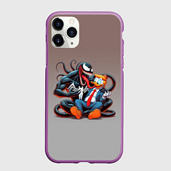 Чехол iPhone 11 Pro матовый Venom and Duck-Donald - ai art fantasy, цвет: 3D-фиолетовый