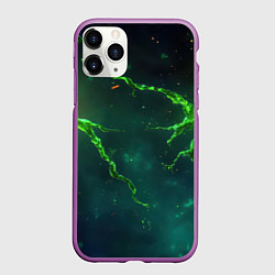 Чехол iPhone 11 Pro матовый Зеленые статичные брызги, цвет: 3D-фиолетовый