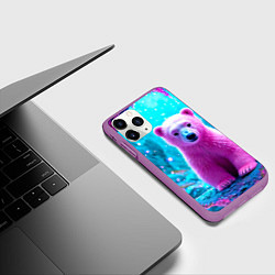 Чехол iPhone 11 Pro матовый Белый розовый медведь, цвет: 3D-фиолетовый — фото 2
