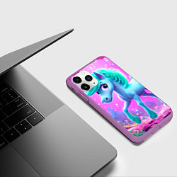 Чехол iPhone 11 Pro матовый Бирюзовая лошадка, цвет: 3D-фиолетовый — фото 2