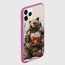 Чехол iPhone 11 Pro матовый Русский медведь в пустом поле, цвет: 3D-фиолетовый — фото 2