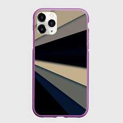 Чехол iPhone 11 Pro матовый Фрактальные линии - темный, цвет: 3D-фиолетовый