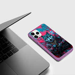 Чехол iPhone 11 Pro матовый Волк с гербом РФ, цвет: 3D-фиолетовый — фото 2