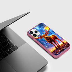 Чехол iPhone 11 Pro матовый Лосенок в лесу, цвет: 3D-малиновый — фото 2