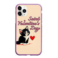 Чехол iPhone 11 Pro матовый Saint Valentines Day, цвет: 3D-фиолетовый