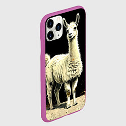 Чехол iPhone 11 Pro матовый Лама на черном, цвет: 3D-фиолетовый — фото 2