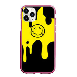 Чехол iPhone 11 Pro матовый Нирвана потёки краски, цвет: 3D-малиновый
