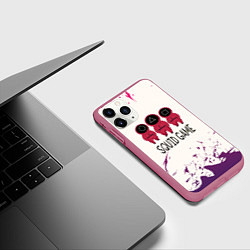 Чехол iPhone 11 Pro матовый Играй в кальмара, цвет: 3D-малиновый — фото 2