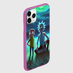 Чехол iPhone 11 Pro матовый Рик и Морти на поляне - нейроарт, цвет: 3D-фиолетовый — фото 2