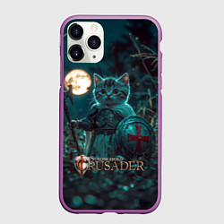 Чехол iPhone 11 Pro матовый Stronghold Crusader котенок рыцарь, цвет: 3D-фиолетовый