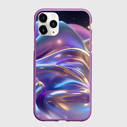 Чехол iPhone 11 Pro матовый Волны космические, цвет: 3D-фиолетовый