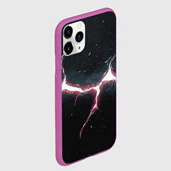 Чехол iPhone 11 Pro матовый Разлом на черной плите, цвет: 3D-фиолетовый — фото 2
