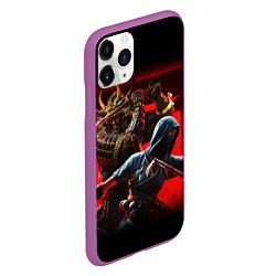 Чехол iPhone 11 Pro матовый Assassins Creed Тени, цвет: 3D-фиолетовый — фото 2