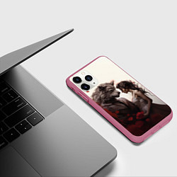 Чехол iPhone 11 Pro матовый Оборотень и девушка, цвет: 3D-малиновый — фото 2