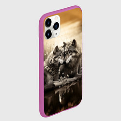 Чехол iPhone 11 Pro матовый Любовь волка и волчицы, цвет: 3D-фиолетовый — фото 2