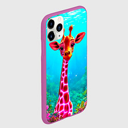 Чехол iPhone 11 Pro матовый Жираф в сказачном лесу, цвет: 3D-фиолетовый — фото 2