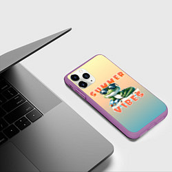 Чехол iPhone 11 Pro матовый Крокодил на пляже, цвет: 3D-фиолетовый — фото 2