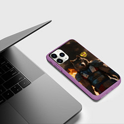 Чехол iPhone 11 Pro матовый Русский волк - сибирский страж, цвет: 3D-фиолетовый — фото 2