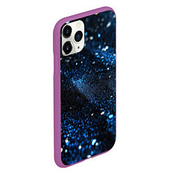 Чехол iPhone 11 Pro матовый Объемные блестки на синей текстуре, цвет: 3D-фиолетовый — фото 2