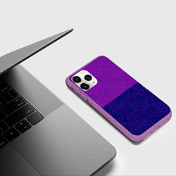 Чехол iPhone 11 Pro матовый Фиолетовый синий узор с абстрактными линиями, цвет: 3D-фиолетовый — фото 2
