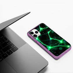 Чехол iPhone 11 Pro матовый Зеленый нейроны, цвет: 3D-фиолетовый — фото 2