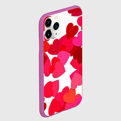 Чехол iPhone 11 Pro матовый Сердца россыпь, цвет: 3D-фиолетовый — фото 2