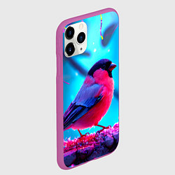 Чехол iPhone 11 Pro матовый Розовый снегирь, цвет: 3D-фиолетовый — фото 2