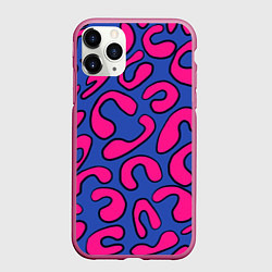 Чехол iPhone 11 Pro матовый Цветные каракули, цвет: 3D-малиновый